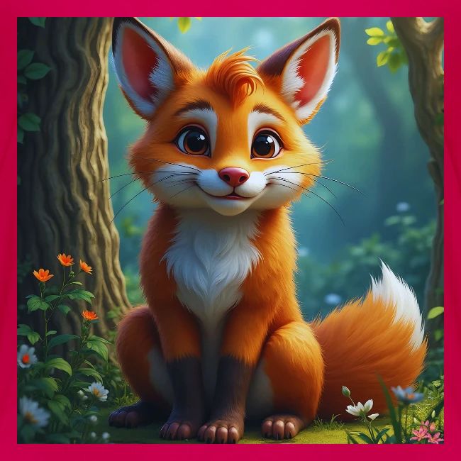 Magical fantasy fox in enchanted forest scene