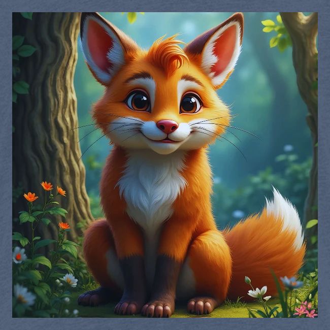 Magical fantasy fox in enchanted forest scene