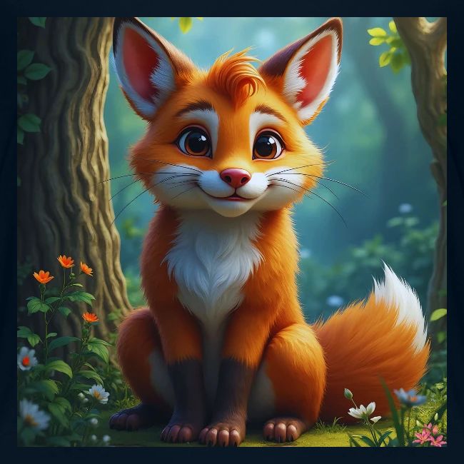 Magical fantasy fox in enchanted forest scene