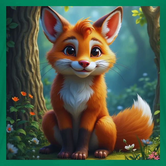 Magical fantasy fox in enchanted forest scene