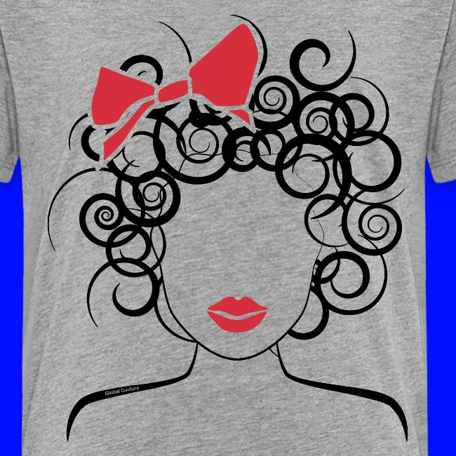 Curly Girl with Red Bow