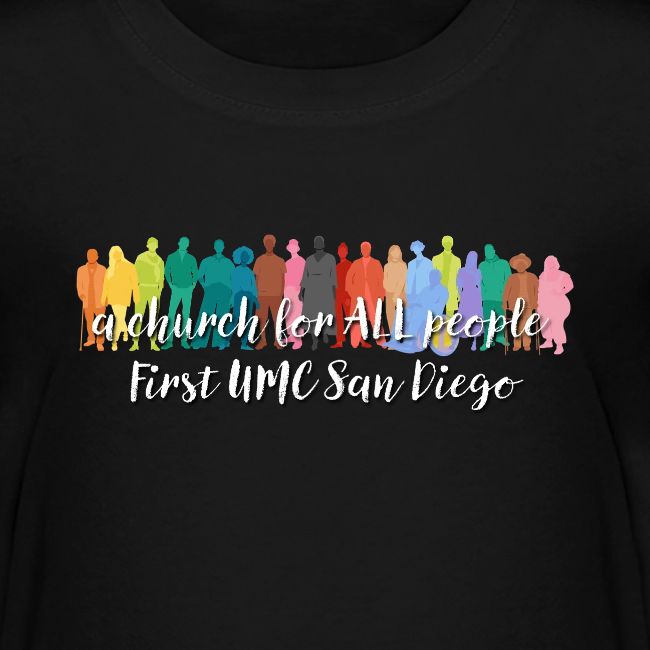 a church for all people - with colorful graphic