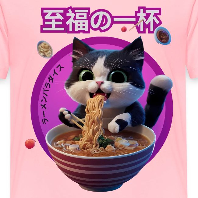 Cat Enjoying Ramen: Japanese Typography