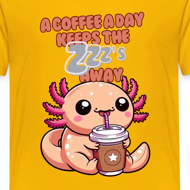 Coffee Drinking Cute Baby Axolotl