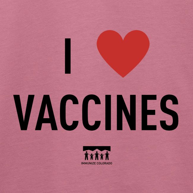 I heart vaccines black Immunize Colorado Logo