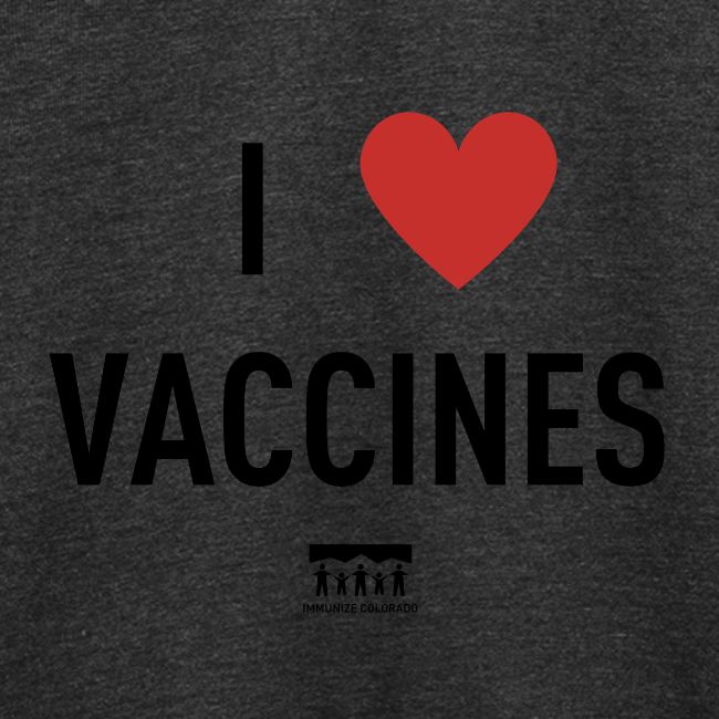 I heart vaccines black Immunize Colorado Logo