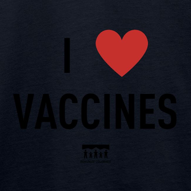I heart vaccines black Immunize Colorado Logo