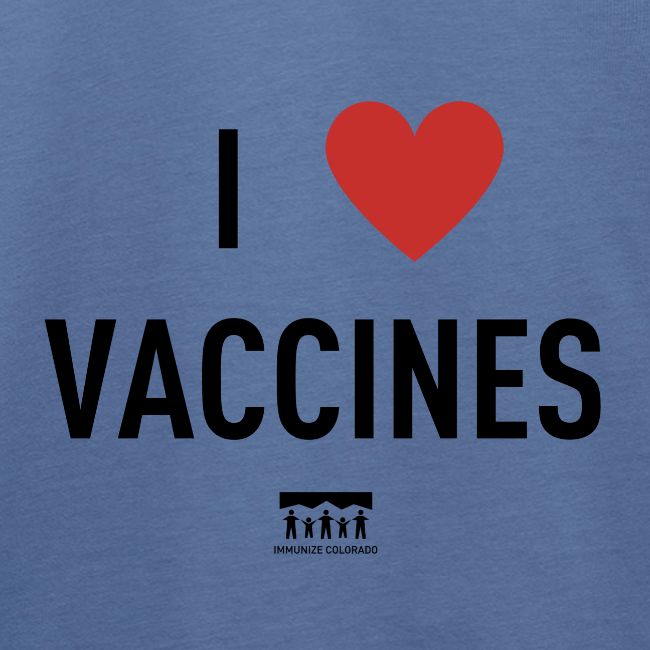 I heart vaccines black Immunize Colorado Logo