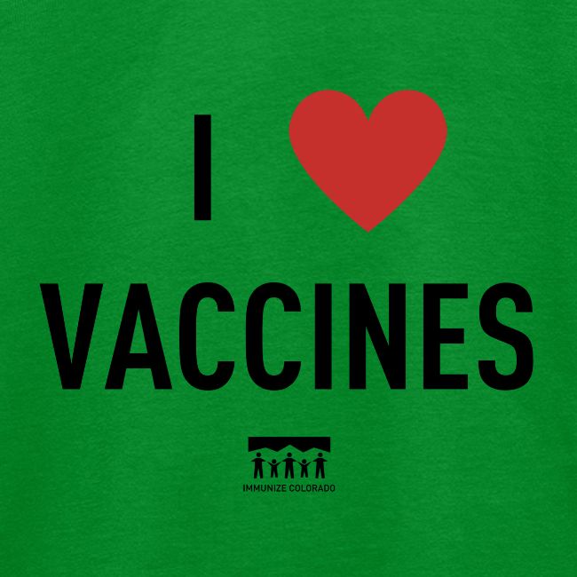 I heart vaccines black Immunize Colorado Logo