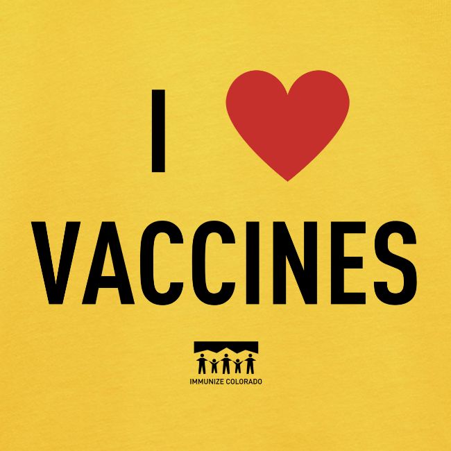 I heart vaccines black Immunize Colorado Logo