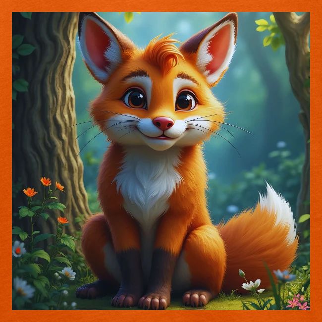 Magical fantasy fox in enchanted forest scene
