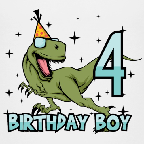 Happy Birthday Boy Dino Dinosaur 4 Gift Idea - Kids' Premium T-Shirt