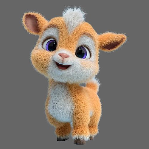 Cute Cartoon Baby Goat with Big Eyes - Kids' Premium T-Shirt