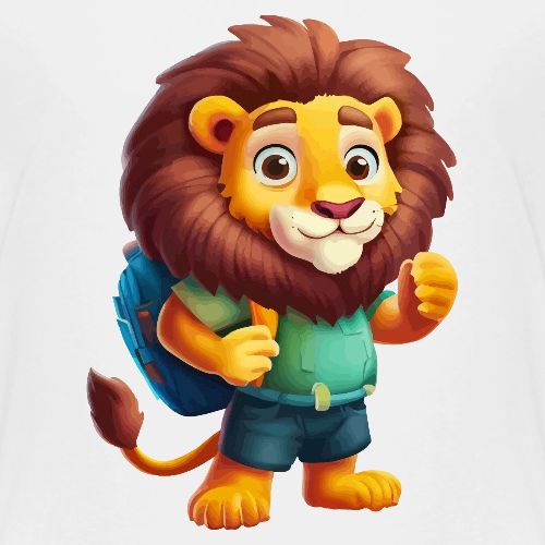 School-Bound Lion Adventure - Kids' Premium T-Shirt
