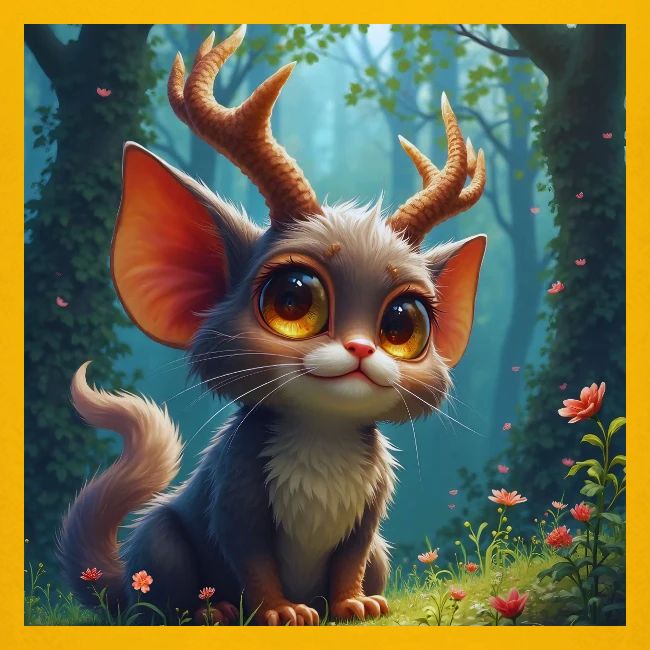 Magical Forest Creature with Deer Horns