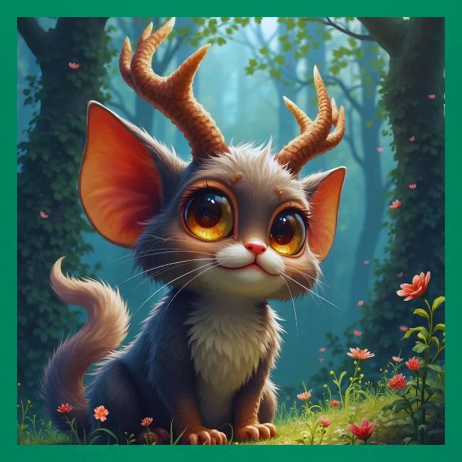 Magical Forest Creature with Deer Horns