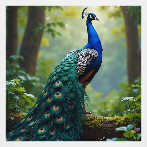 Majestic Peacock in Enchanted Forest - Kids' Premium T-Shirt