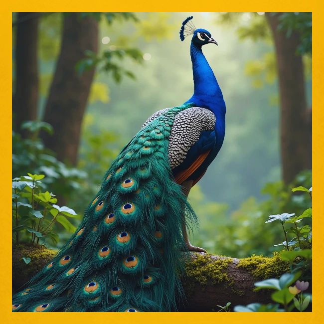 Majestic Peacock in Enchanted Forest