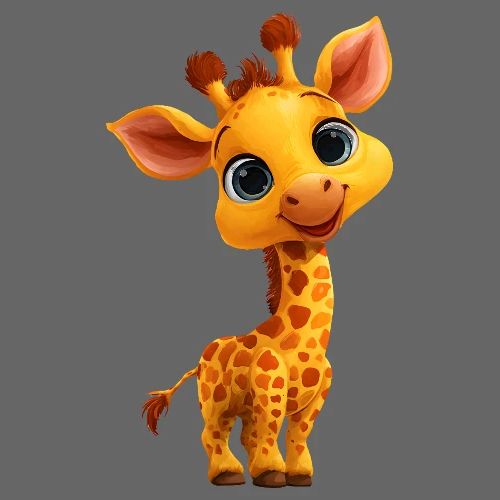 Adorable Cartoon Baby Giraffe with Big Eyes - Kids' Premium T-Shirt