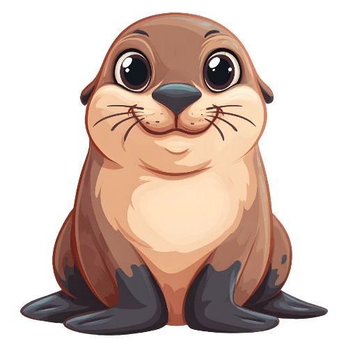 Smiling Cartoon Brown Sea Lion - Kids' Premium T-Shirt