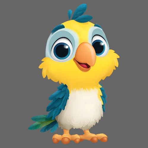 Playful Cartoon Parrot with Big Happy Eyes - Kids' Premium T-Shirt