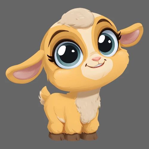 Sweet Cartoon Baby Goat with Joyful Smile - Kids' Premium T-Shirt