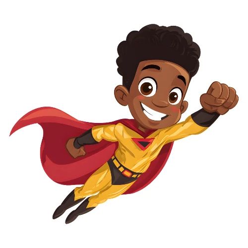 Flying Cartoon Superhero Boy in Red Cape - Kids' Premium T-Shirt