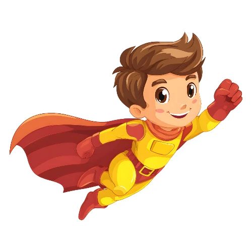 Cheerful Cartoon Superhero Boy Flying High - Kids' Premium T-Shirt