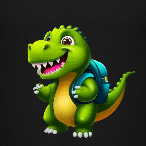 Adorable Dinosaur Schooltime Illustration - Kids' Premium T-Shirt