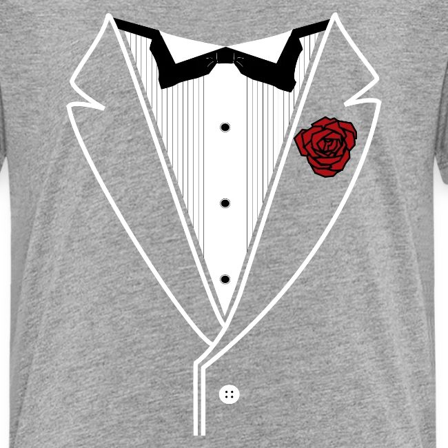 Tuxedo Shirt With Black Bowtie And Red Rose