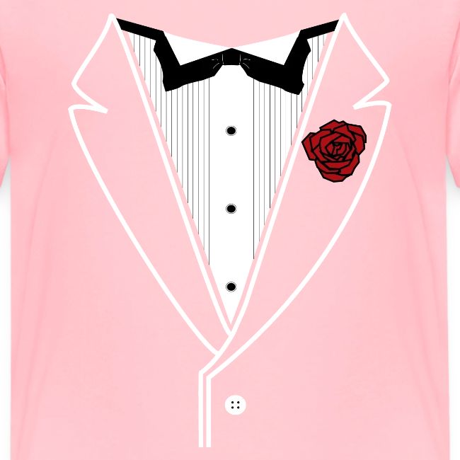 Tuxedo Shirt With Black Bowtie And Red Rose