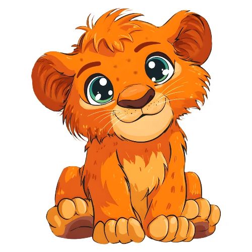 Sweet Cartoon Lion Cub with Big Innocent Eyes - Kids' Premium T-Shirt