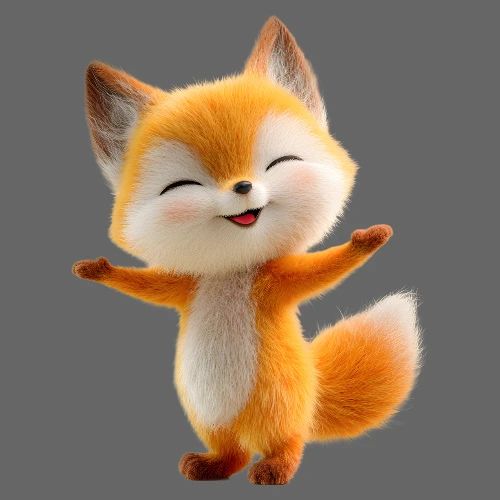 Cute 3D Cartoon Fox Standing Arms Up - Kids' Premium T-Shirt