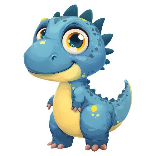 Smiling Blue and Yellow Baby Dinosaur - Kids' Premium T-Shirt