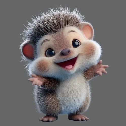 Playful Cartoon Hedgehog with Joyful Pose - Kids' Premium T-Shirt