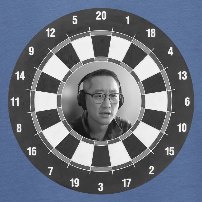 Producer Jay on Dartboard with Fusco Show back