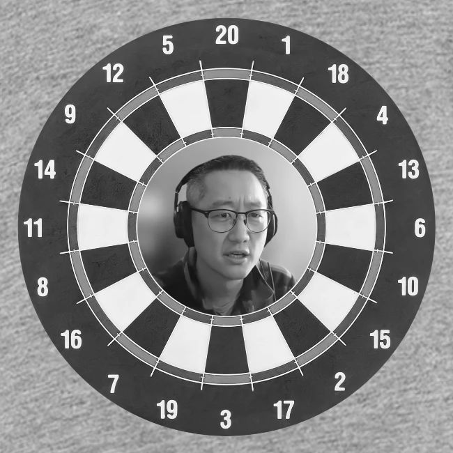 Producer Jay on Dartboard with Fusco Show back