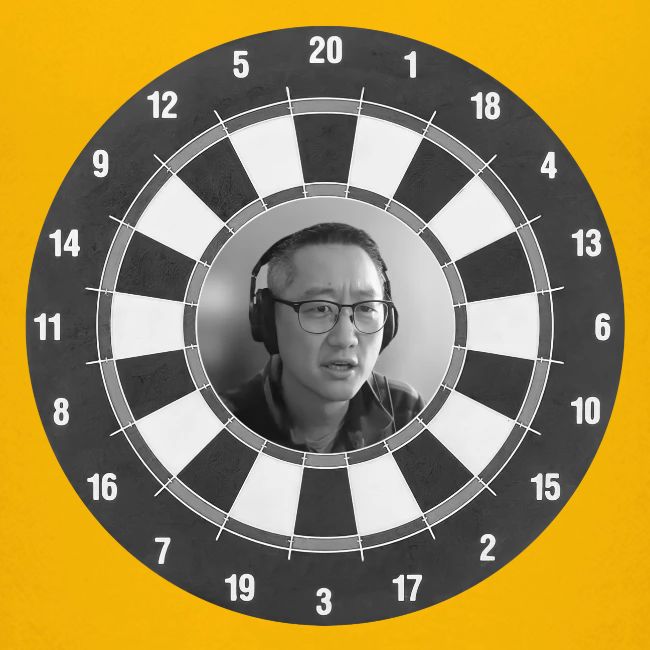 Producer Jay on Dartboard with Fusco Show back