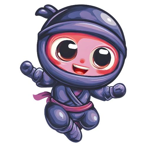 Joyful Cartoon Baby Ninja Jumping in Action - Kids' Premium T-Shirt