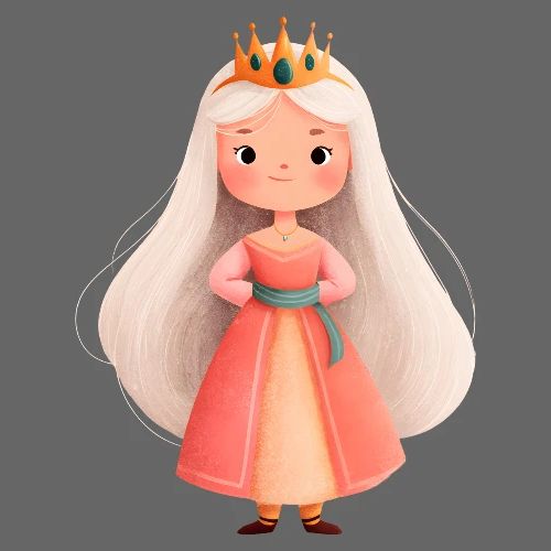 Cute Cartoon Little Princess with Long Hair - Kids' Premium T-Shirt