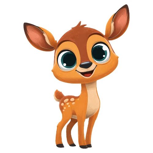 Cute Cartoon Deer with Joyful Big Eyes - Kids' Premium T-Shirt