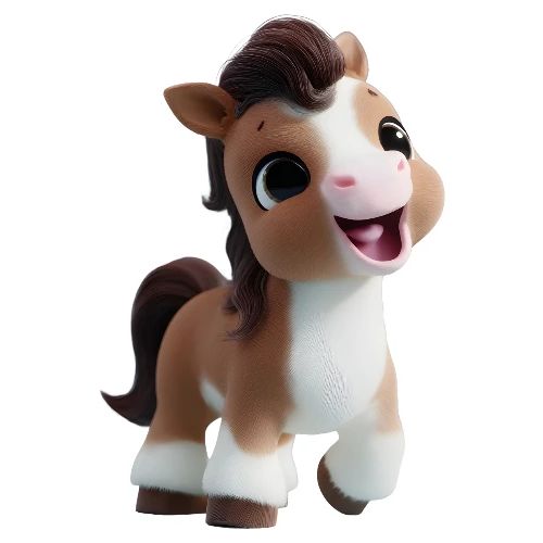 Sweet Cartoon Baby Pony in Brown and White - Kids' Premium T-Shirt