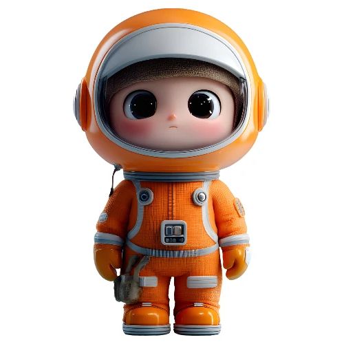 Cute Cartoon Astronaut in Orange Suit - Kids' Premium T-Shirt