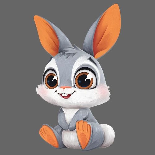 Multicolor Baby Rabbit Cartoon Sitting - Kids' Premium T-Shirt