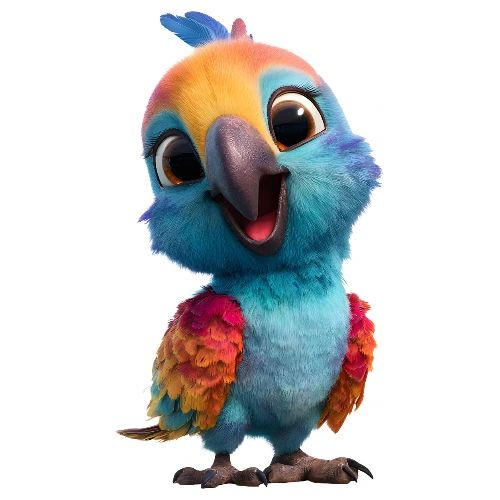 Colorful Cartoon Baby Parrot Design - Kids' Premium T-Shirt