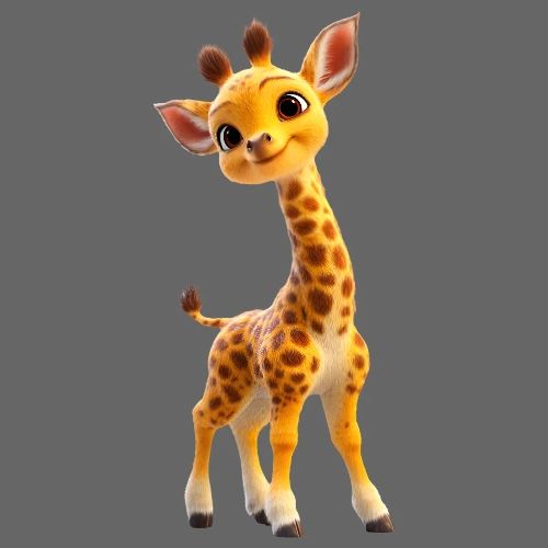Adorable 3D Baby Giraffe with Big Eyes - Kids' Premium T-Shirt