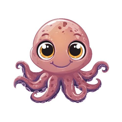 Cute Cartoon Baby Octopus with Big Eyes - Kids' Premium T-Shirt