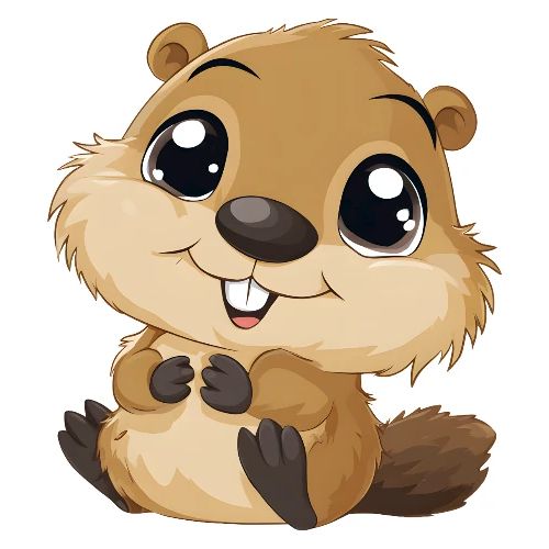 Adorable Cartoon Baby Beaver with Big Eyes - Kids' Premium T-Shirt