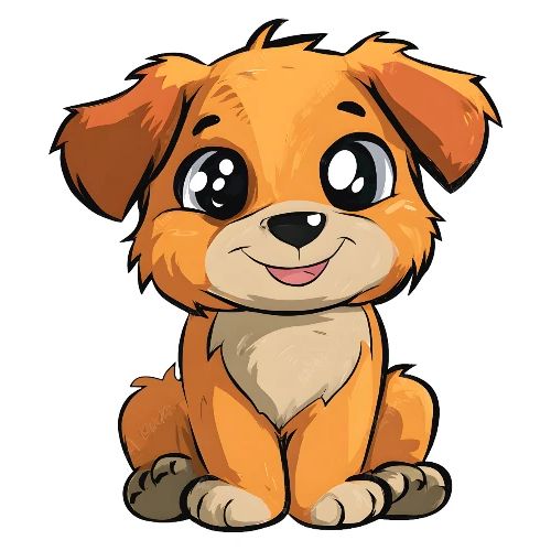Cute Sitting Puppy Cartoon with Big Eyes - Kids' Premium T-Shirt