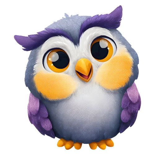 Colorful Cartoon Baby Owl with Big Sparkling Eyes - Kids' Premium T-Shirt